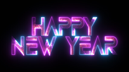 Happy New Year. Happy New Year text in letters. Typographic image of a happy new year on a dark background.