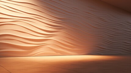 Fototapeta na wymiar A wall texture that looks like an expanse of 3D sand dunes, the color shifting with perceived sunlight.