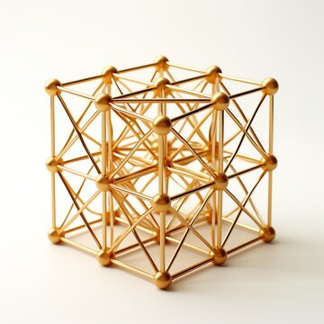 a gold cube with connected lines and dots