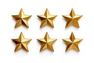 Gold stars badges or ranking in a row isolated on white background.generative ai - obrazy, fototapety, plakaty