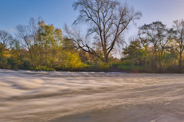 Fototapeta na wymiar river named Sieg near Bonn, autumn landscape