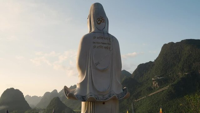 Phat Tich Truc Lam Ban Gioc Pagoda during sunset in Vietnam. Buddhist temple concept in vietnam