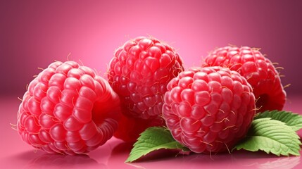 raspberries on a pink background