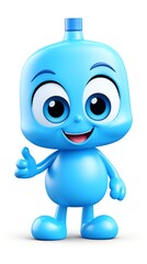 a blue cartoon character with big eyes