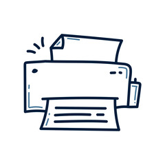 Hand drawn printer doodle line illustration. Printer doodle icon vector.