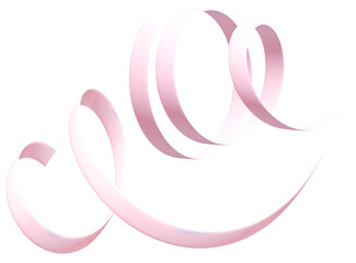 Set of wavy ribbons in pink color for birthday and Christmas gift isolated on transparent background.