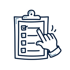 Hand drawn clipboard with check mark doodle line illustration. clipboard with check mark doodle icon.