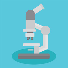 Microscope vector illustration on blue background. Chemistry laboratory equipment.
