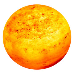 round, bright yellow or orange salt crystal