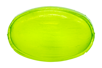 bright green candy to suck and already unwrapped