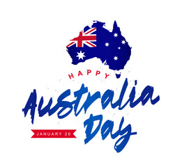 Obraz na płótnie Canvas Australian flag is inscribed in the borders of the country. January 26th - Happy Australia Day. Elements for the design