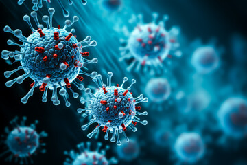 coronavirus, Covid-19, Sars-CoV-2 microscopic view of all major elements of the virus