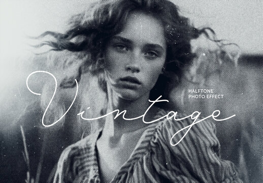 Vintage Halftone Photo Effect Mockup