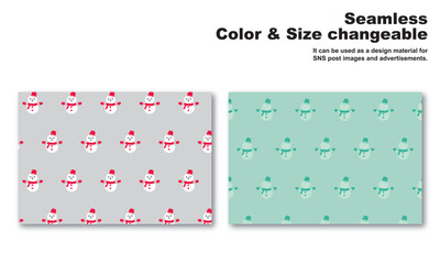 雪だるまをモチーフにした背景パターン、シームレス、グラフィック素材、ベクター