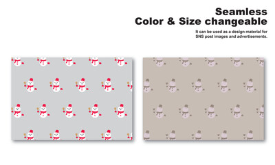 雪だるまをモチーフにした背景パターン、シームレス、グラフィック素材、ベクター