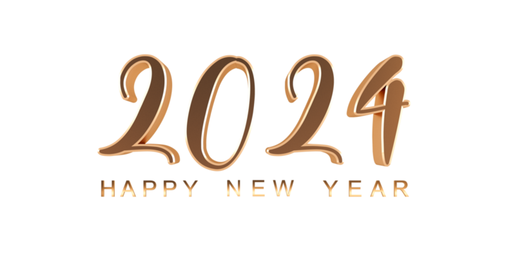 3d golden text new year 2024