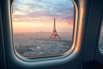 Foto op Canvas Aerial view of Paris city from an airplane window © EdNurg