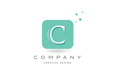 Creative letter C logo icon design vector illustration. Template for company or business with square dots and green pastel colors