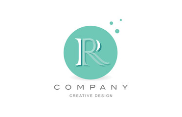 Creative letter R logo icon design vector illustration. Template for company or business with square dots and green pastel colors