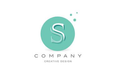 Fototapeta premium Creative letter S logo icon design vector illustration. Template for company or business with square dots and green pastel colors