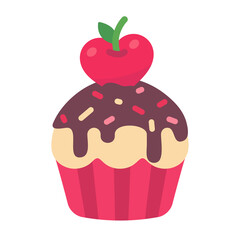 Cupcakes of Love Dessert decorated with cherry hearts