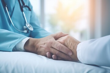 Trustful Moment Healthcare Connection Empathy In Medicine Doctor-Patient Bond Doctor hold the patient hand