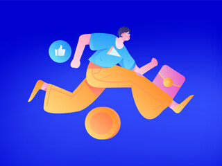 Fototapeta premium Festive Shopping E-Commerce Online Shopping People Flat Vector Concept Operation Hand Drawn Illustration 