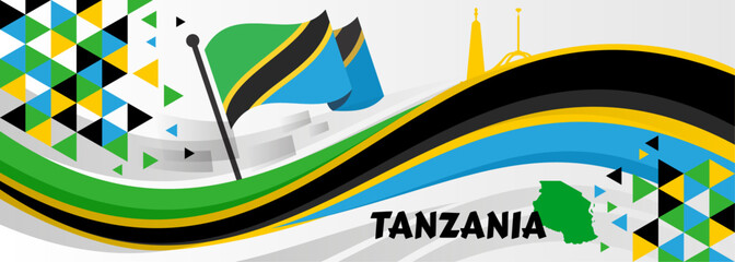 Patriotic Background with Tanzania flag colors. An element of impact for the use you want to make of it.

