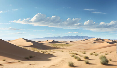 Fototapeta na wymiar A serene desert landscape, with towering sand dunes