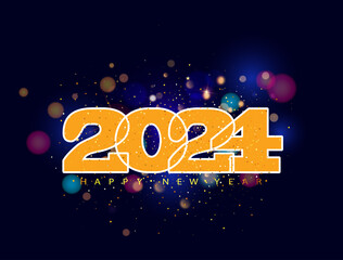 Happy New Year 2024 blue background with star