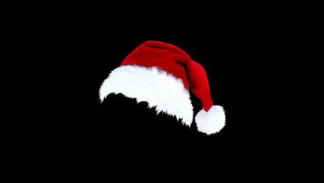Cyclic swinging red Christmas hat, alpha channel