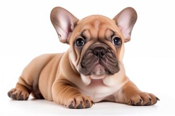 Fototapeta premium Full size portrait of Bulldog puppy Isolated on white background
