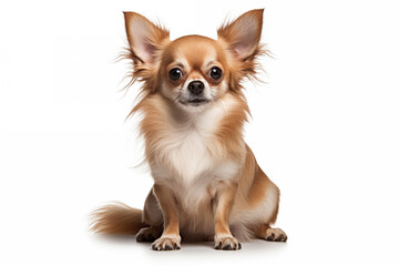 Full size portrait of Chihuahua dog Isolated on white background
