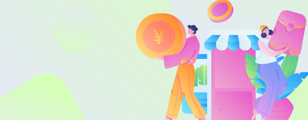 Festive Shopping E-Commerce Online Shopping People Flat Vector Concept Operation Hand Drawn Illustration
