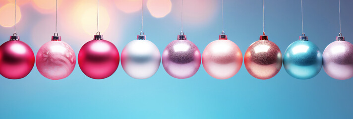 Minimalistic background with seasonal decorations and ornaments.