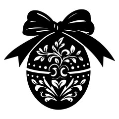 an egg wrapped with a decorative ribbon, commonly seen in Easter decorations. SVG File.