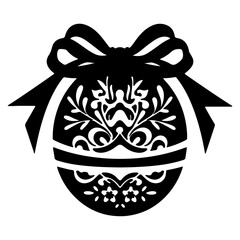 an egg wrapped with a decorative ribbon, commonly seen in Easter decorations. SVG File.