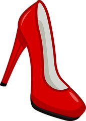 Red Fashionable Women's Shoes. Stylish Girls Shoes with High Heels. Vector Illustration for Valentines Day or Womens Day