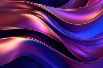 Abstract background with iridescent waves. Modern minimalistic wallpaper for screensavers, advertising, presentations. Multicoloured bright colourful pattern. Metallic silk and cloth material.