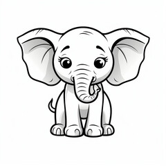 A very easy toddler’s first coloring page of a very cute “Standing Elephant” that is very easy for a baby to color! The sharp line art and bold black lines make it easy for toddlers ai generative