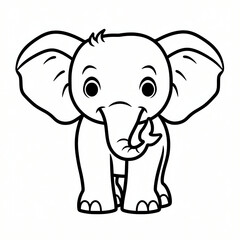 Fototapeta premium A very easy toddler’s first coloring page of a very cute “Standing Elephant” that is very easy for a baby to color! The sharp line art and bold black lines make it easy for toddlers ai generative