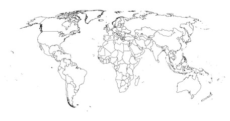 Fototapeta na wymiar Detailed outline world map. Vector illustration.