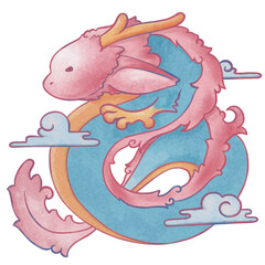 Red Chinese Dragon, Luna New Year 2024 Element Art