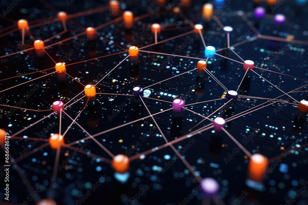 Poster a visual representation of interconnected dots forming a pattern. can be used to illustrate concepts