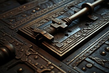 A close-up photograph of a metal door with a key inserted into the lock. This image can be used to represent security, access, or protection. - Powered by Adobe