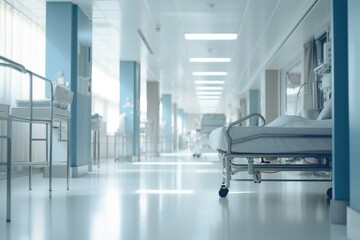 A hospital room with a bed and bunks. This image can be used to depict a medical setting or healthcare facility.