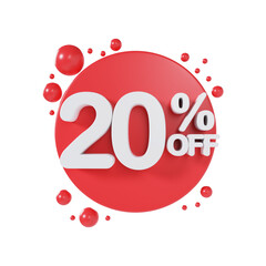 20 Percent Off Sale Discount Price 3d illustration