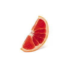 Pink ripe grapefruit slice on white isolated background