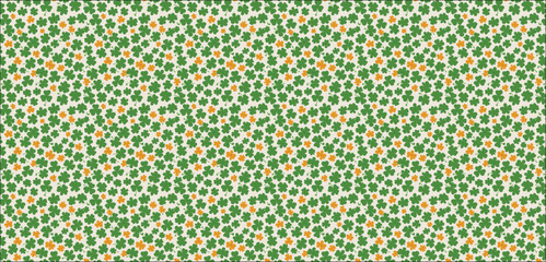 pattern with christmas trees, Shamrock or green clover leaves pattern background flat design vector illustration isolated on white background.