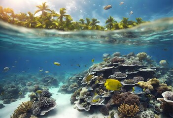 Underwater life in tropical waters of an atoll in Oceania
 - obrazy, fototapety, plakaty